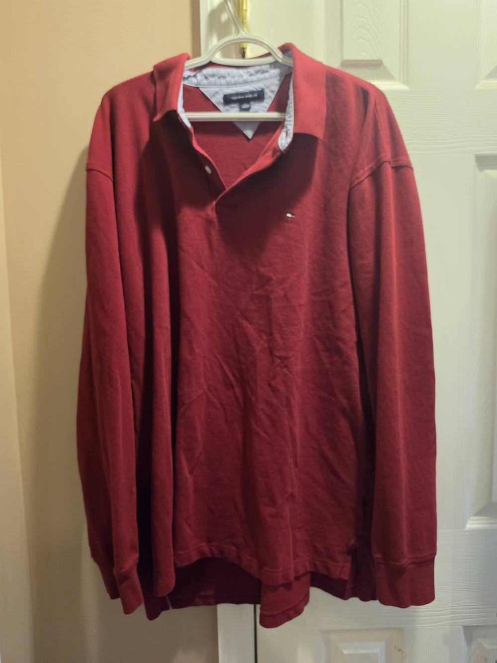 Tommy Hilfiger Men's Red Long-Sleeve Polo